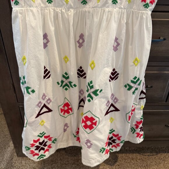 Anthropologie Boho Embroidered Cotton Midi Dress Sleeveless Festival Peasant L - Picture 4 of 11
